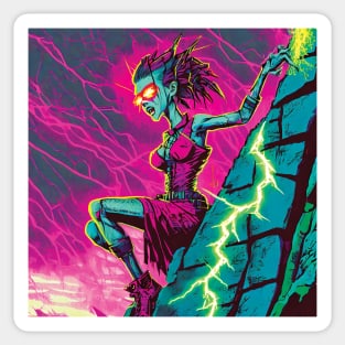 Zombie Woman on a Cliff Sticker